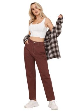 Garage White & Brown “Dylan” Oversized Button Down Flannel Shirt – XS/S